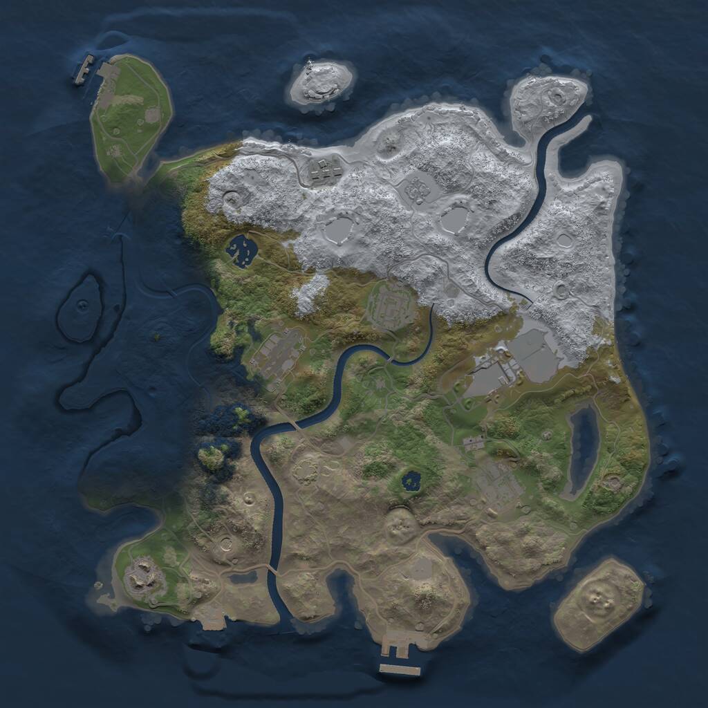 Rust Map: Procedural Map, Size: 3500, Seed: 3930530, 13 Monuments