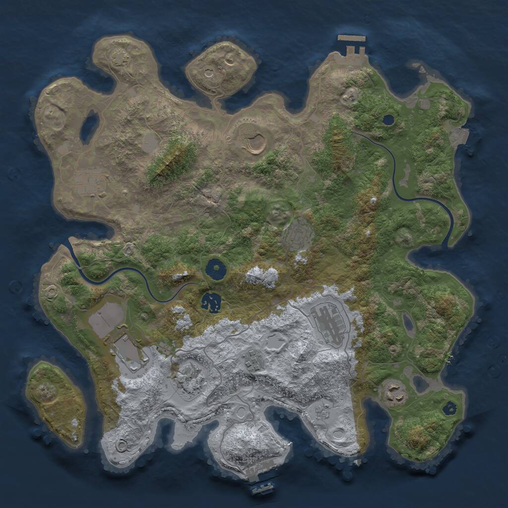Rust Map: Procedural Map, Size: 3700, Seed: 510860, 15 Monuments