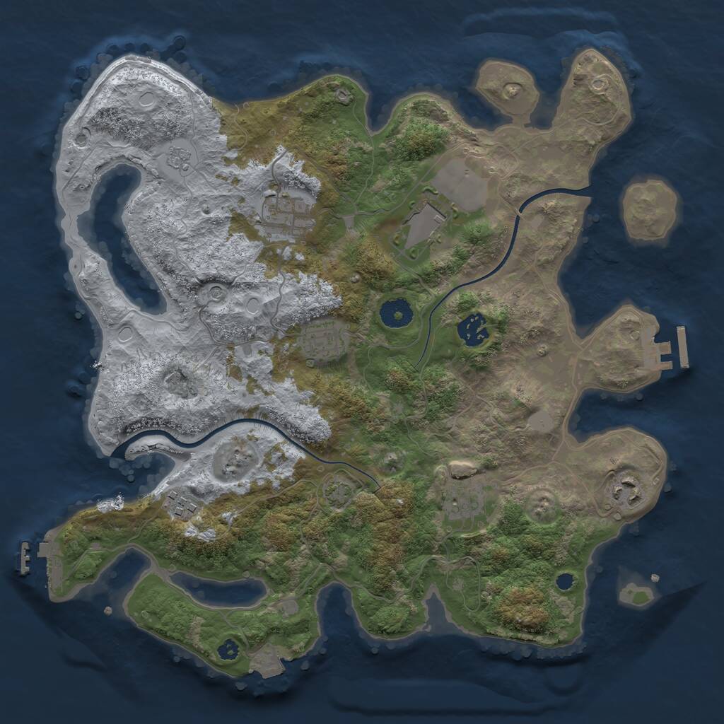 Rust Map: Procedural Map, Size: 3500, Seed: 735632, 13 Monuments
