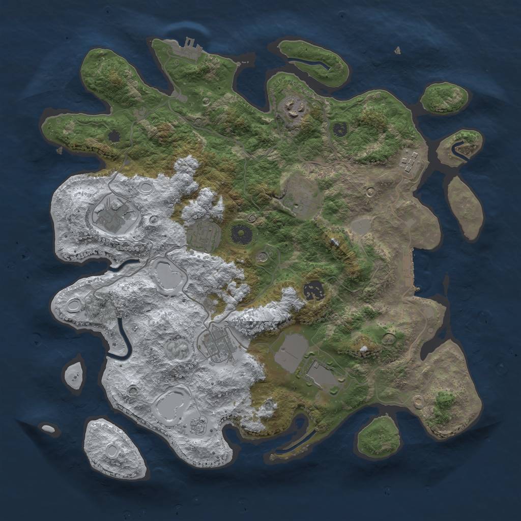 Rust Map: Procedural Map, Size: 3700, Seed: 4975405, 17 Monuments