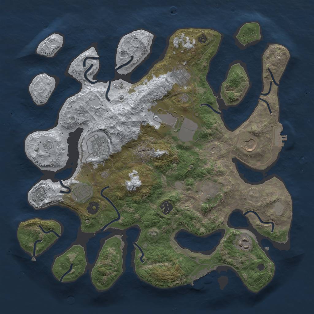 Rust Map: Procedural Map, Size: 3700, Seed: 5410290, 18 Monuments