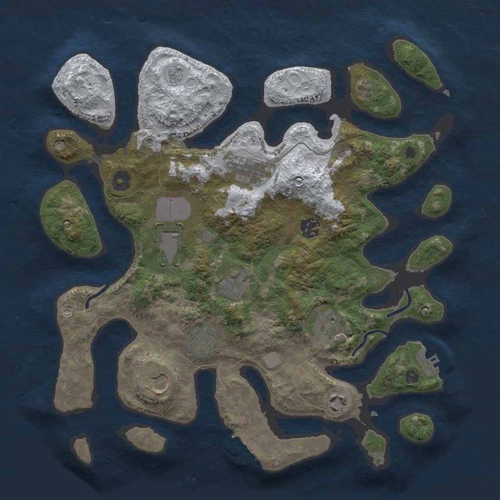 Rust Map: Procedural Map, Size: 3700, Seed: 856348, 17 Monuments