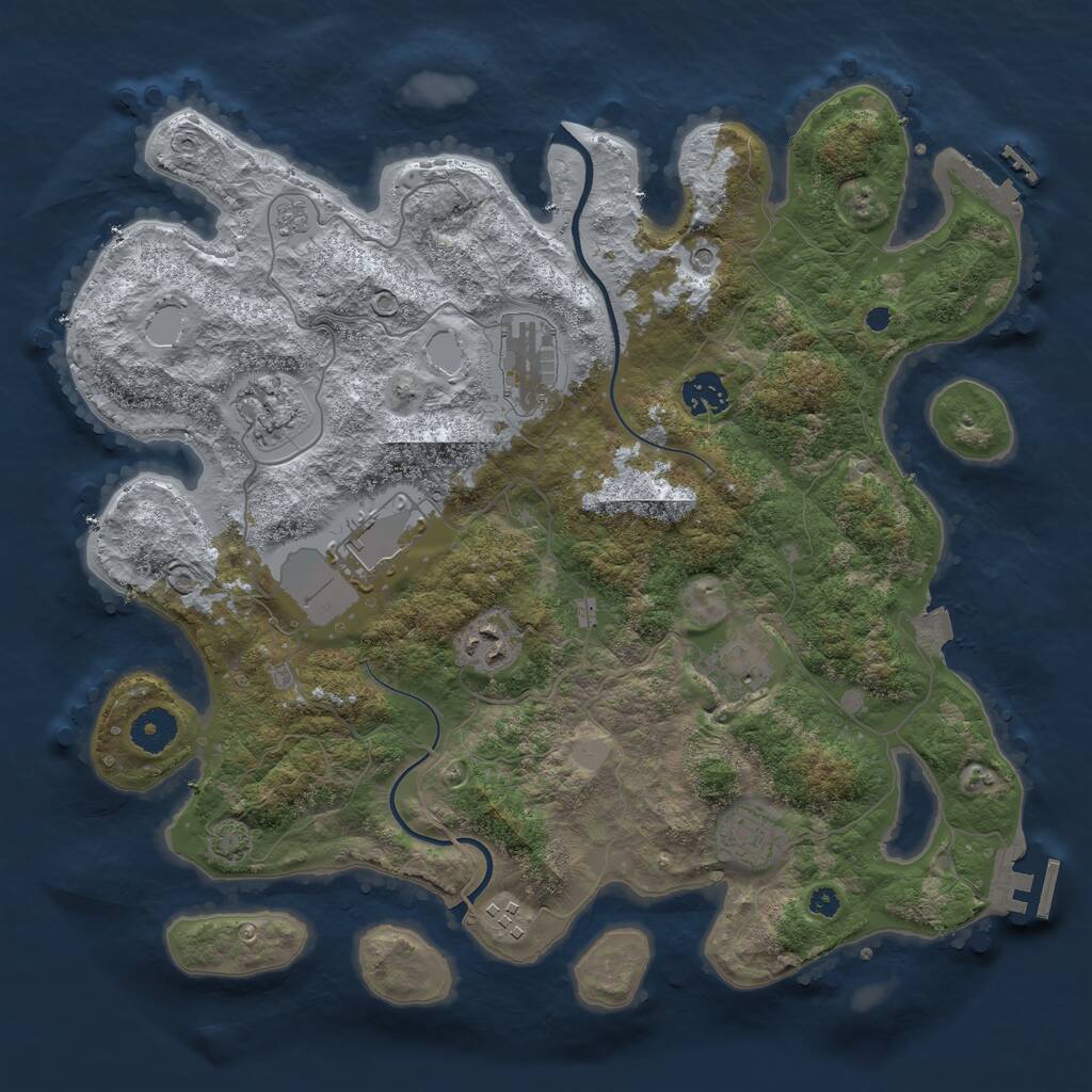 Rust Map: Procedural Map, Size: 3700, Seed: 2779001, 14 Monuments