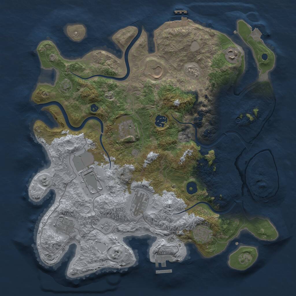 Rust Map: Procedural Map, Size: 3700, Seed: 4700974, 15 Monuments