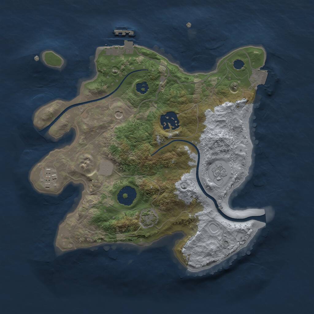 Rust Map: Procedural Map, Size: 2500, Seed: 3372227, 7 Monuments