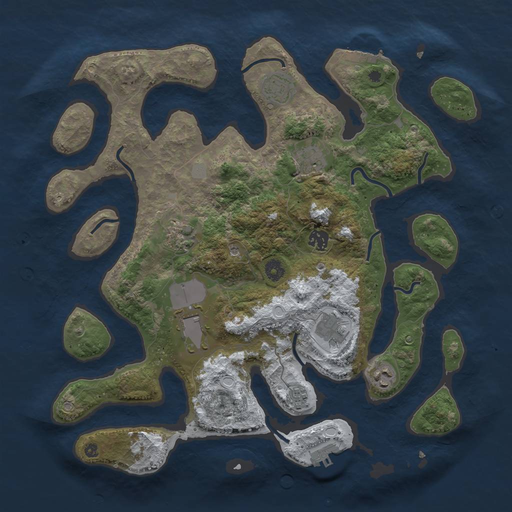 Rust Map: Procedural Map, Size: 3700, Seed: 5240166, 16 Monuments