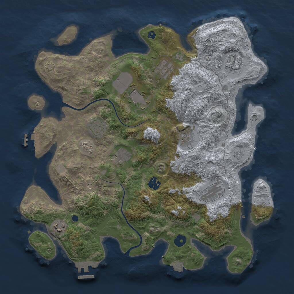 Rust Map: Procedural Map, Size: 3700, Seed: 2929981, 15 Monuments