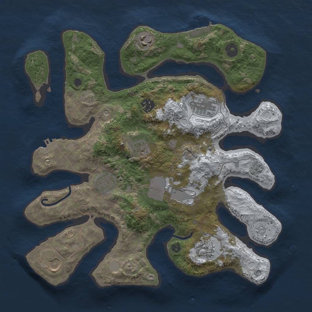 Rust Map: Procedural Map, Size: 3500, Seed: 5869113, 18 Monuments