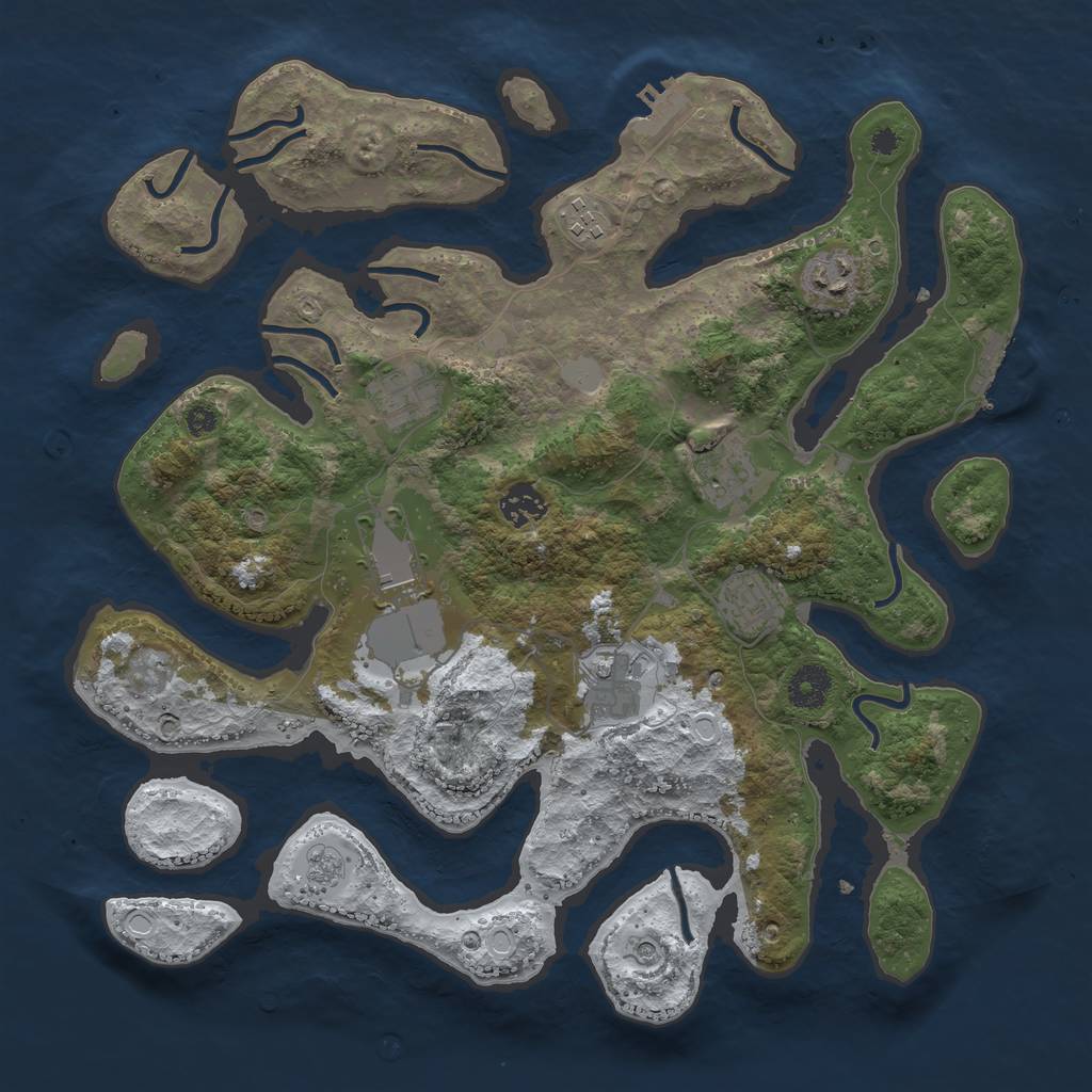 Rust Map: Procedural Map, Size: 3700, Seed: 4106060, 17 Monuments