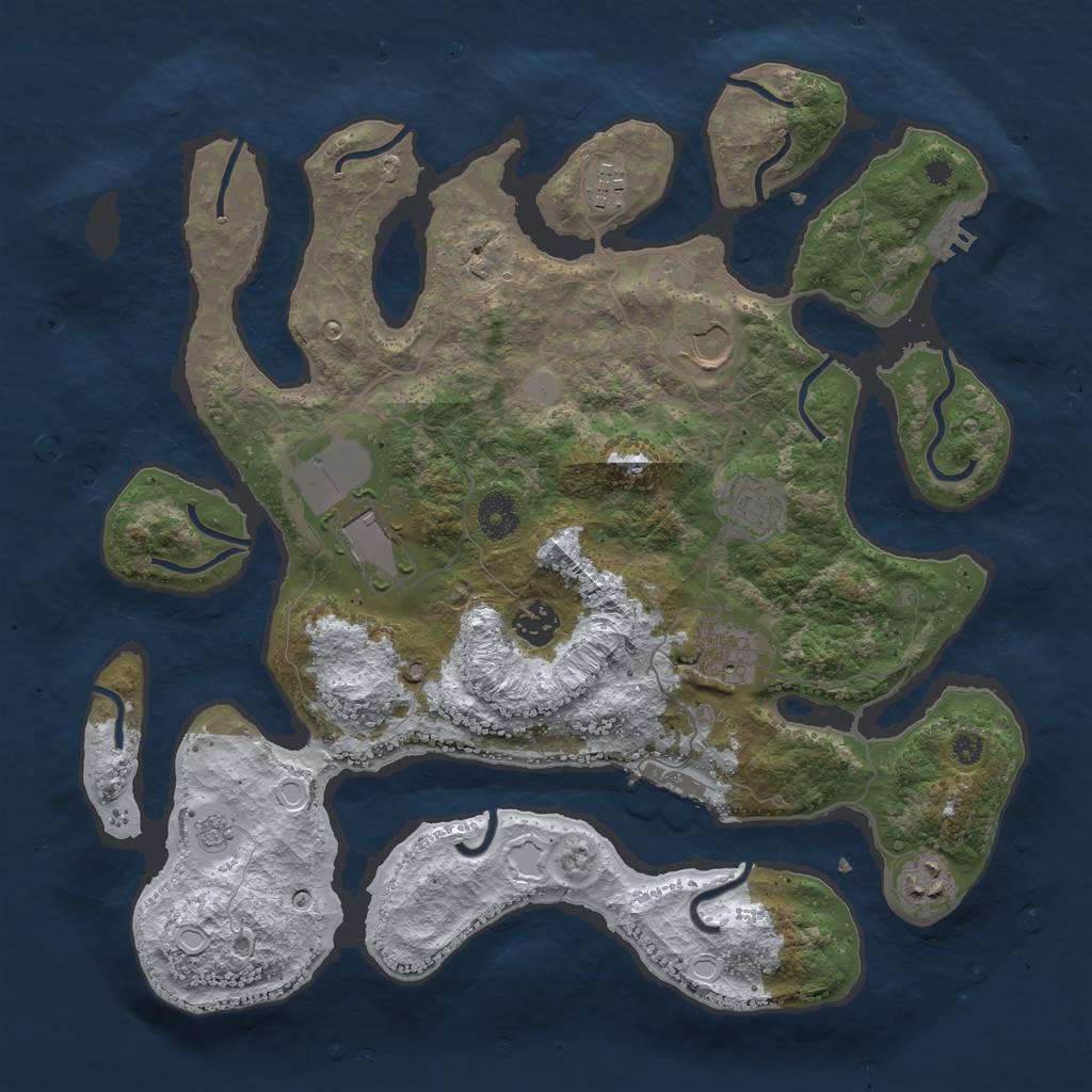 Rust Map: Procedural Map, Size: 3700, Seed: 1520362, 15 Monuments