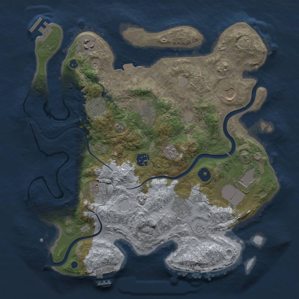 Rust Map: Procedural Map, Size: 3500, Seed: 4123509, 15 Monuments