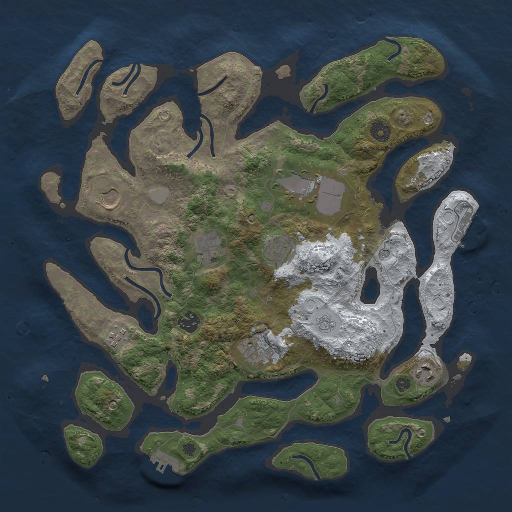 Rust Map: Procedural Map, Size: 3700, Seed: 3397679, 17 Monuments