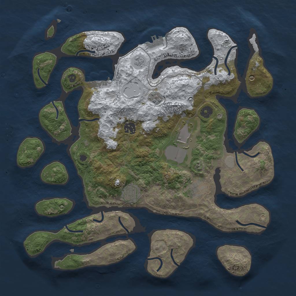 Rust Map: Procedural Map, Size: 3700, Seed: 163443, 13 Monuments