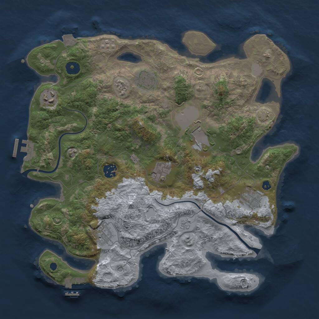 Rust Map: Procedural Map, Size: 3500, Seed: 5038023, 14 Monuments