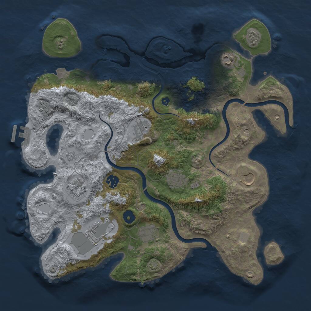 Rust Map: Procedural Map, Size: 3700, Seed: 1898611, 14 Monuments