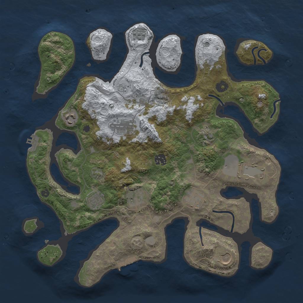 Rust Map: Procedural Map, Size: 3800, Seed: 394207187, 18 Monuments