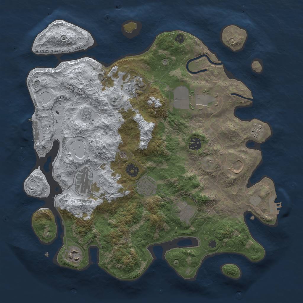 Rust Map: Procedural Map, Size: 3500, Seed: 483719, 18 Monuments
