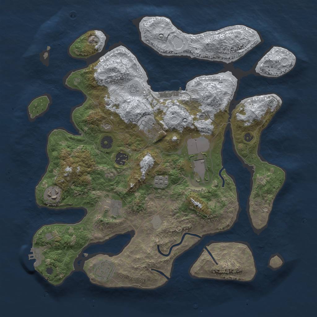 Rust Map: Procedural Map, Size: 3700, Seed: 616562, 16 Monuments