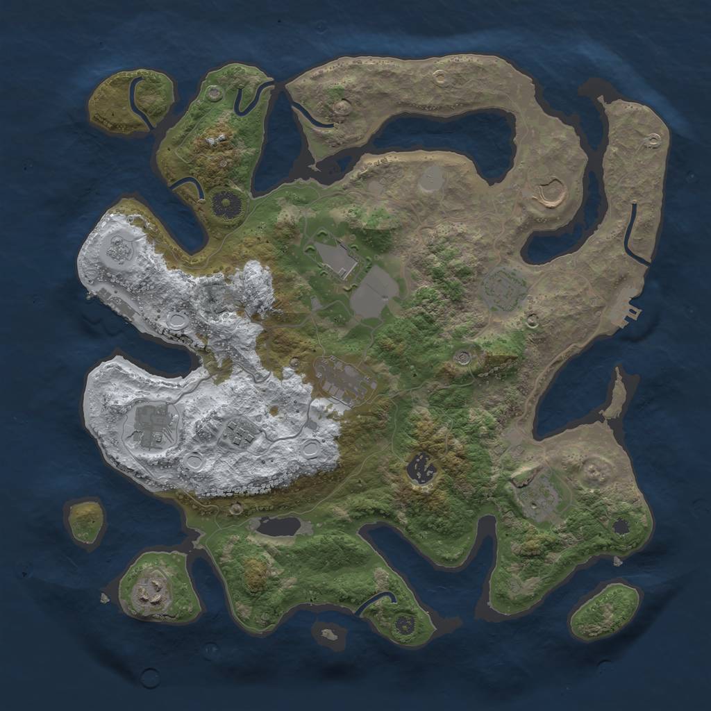 Rust Map: Procedural Map, Size: 3700, Seed: 2137843, 18 Monuments