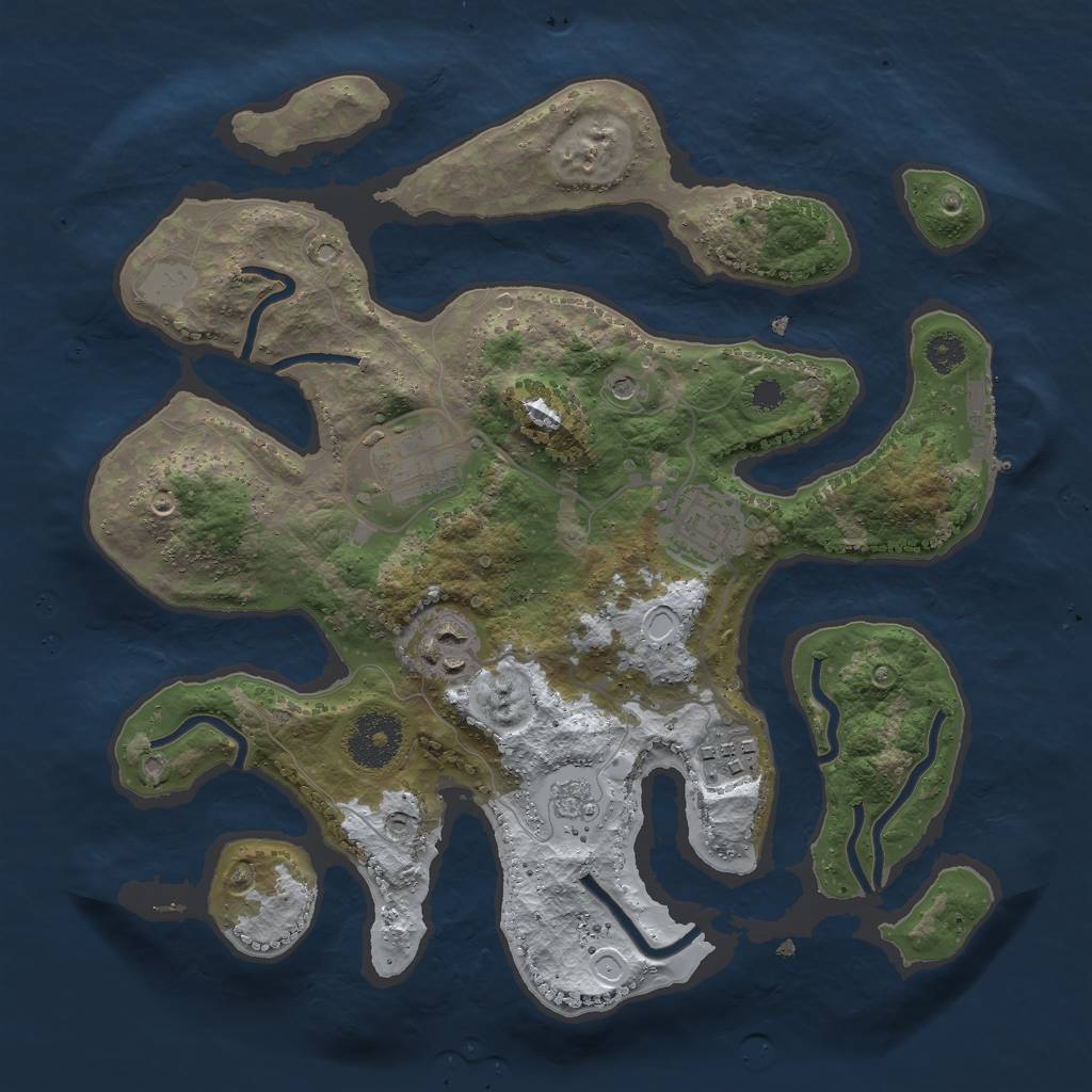 Rust Map: Procedural Map, Size: 3000, Seed: 46339, 12 Monuments