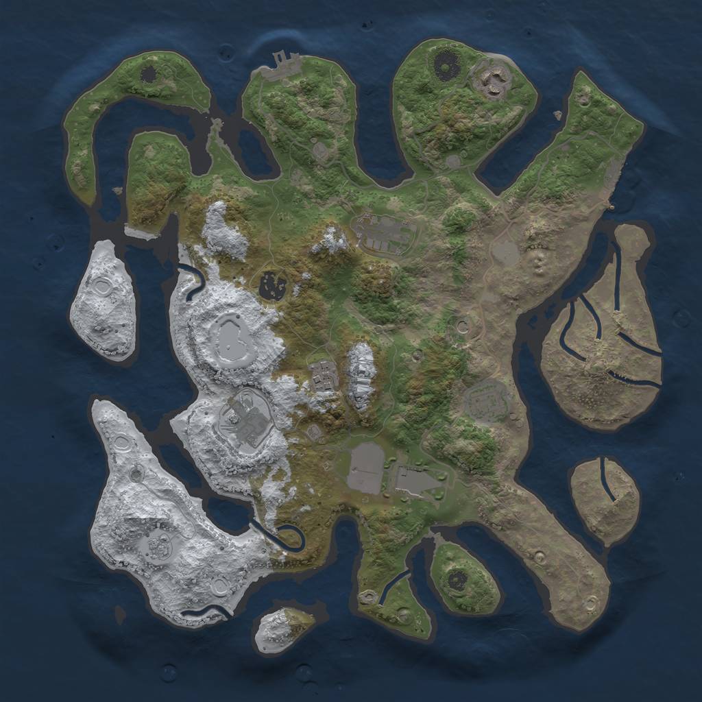 Rust Map: Procedural Map, Size: 3700, Seed: 405377, 16 Monuments