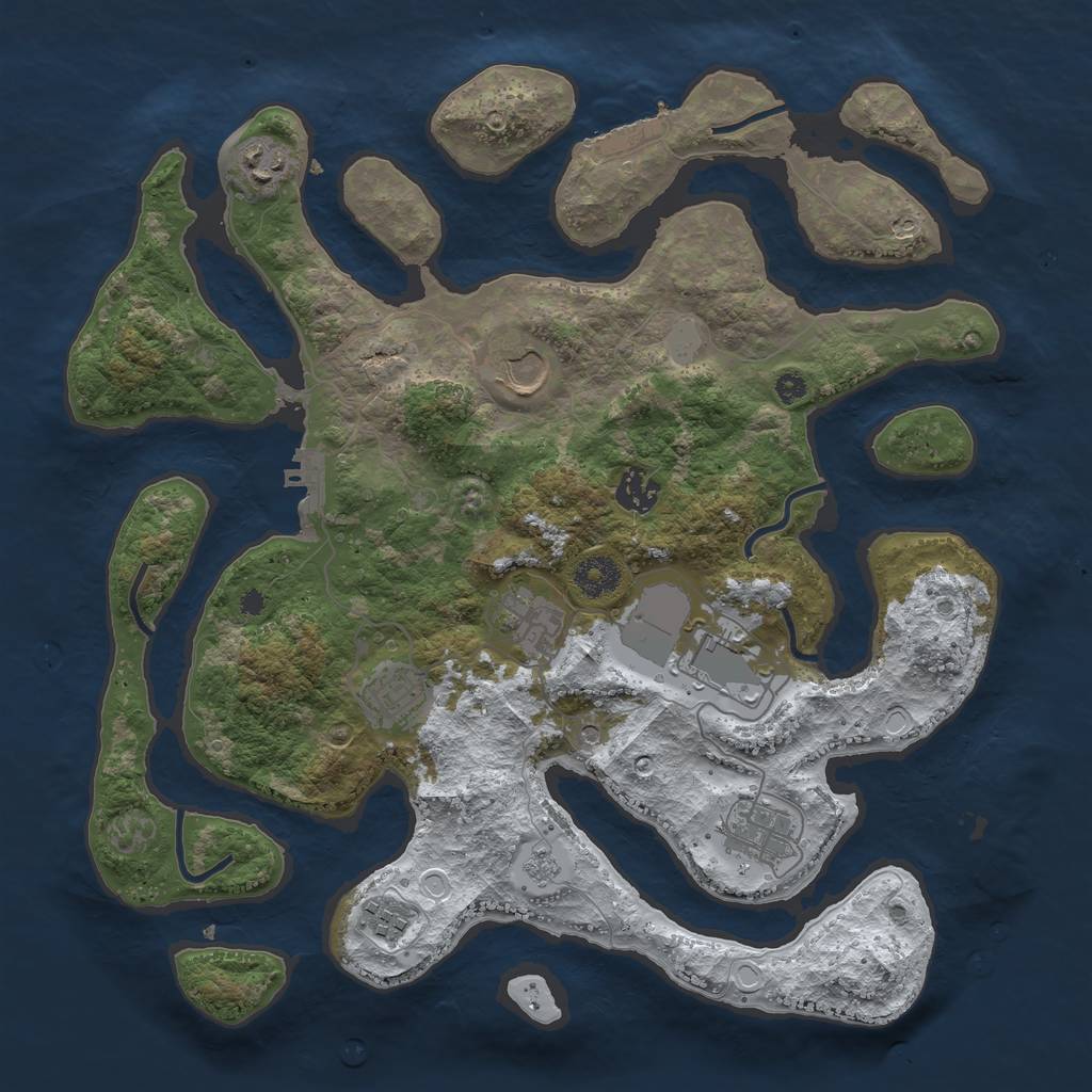 Rust Map: Procedural Map, Size: 3700, Seed: 1757171, 17 Monuments