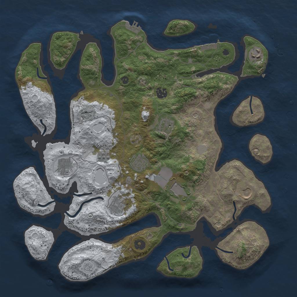 Rust Map: Procedural Map, Size: 4000, Seed: 8091, 18 Monuments