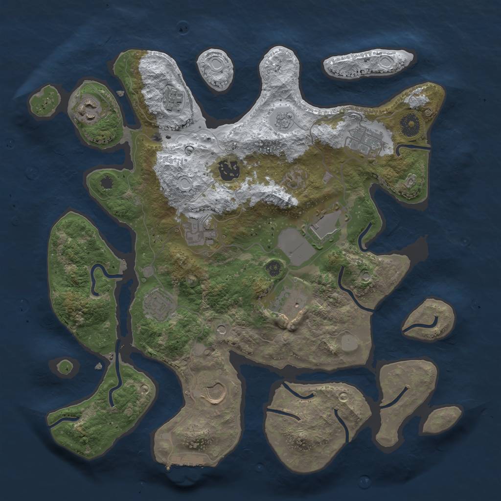 Rust Map: Procedural Map, Size: 3500, Seed: 790663, 17 Monuments