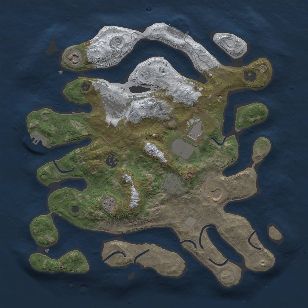 Rust Map: Procedural Map, Size: 3700, Seed: 2803136, 16 Monuments