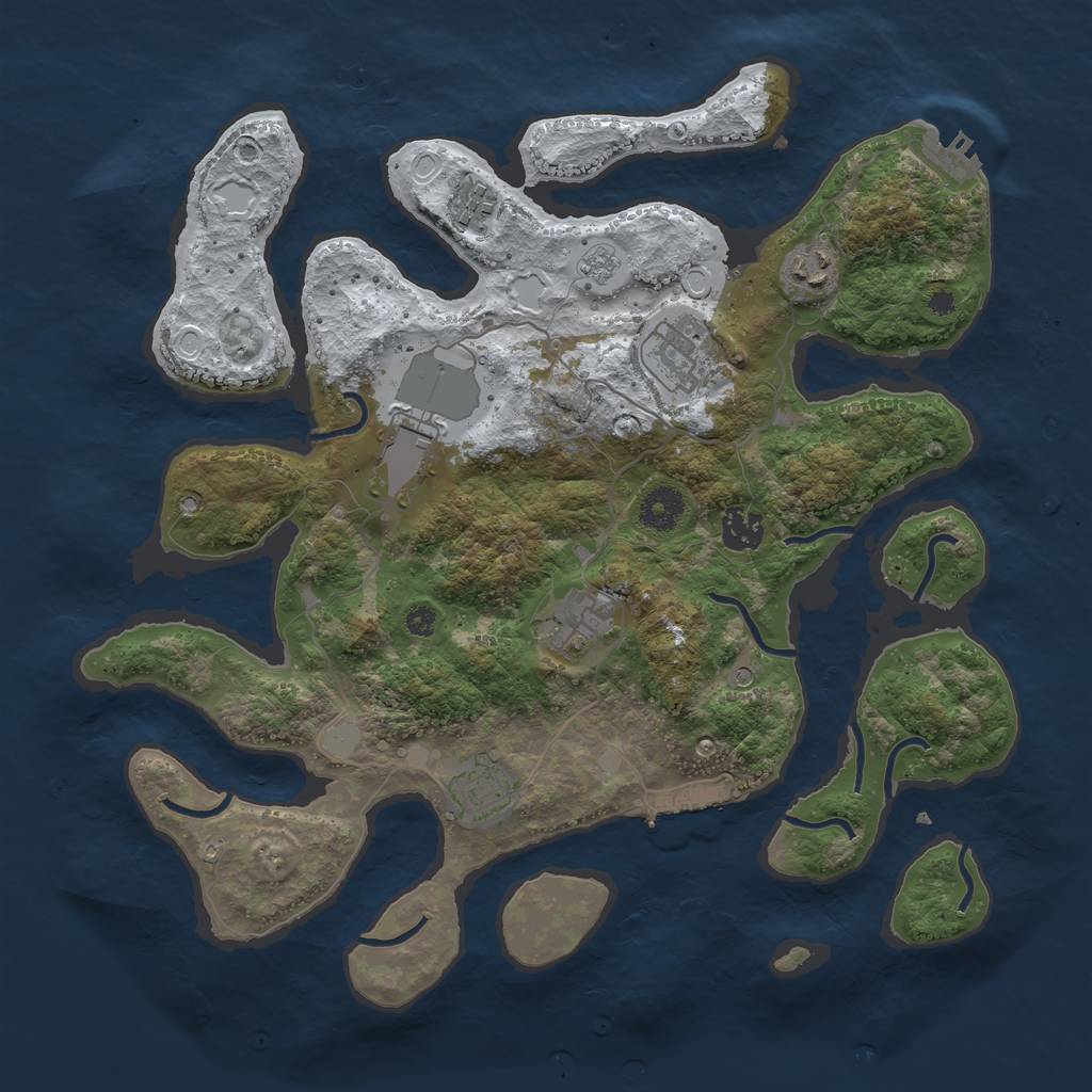 Rust Map: Procedural Map, Size: 3700, Seed: 3137258, 16 Monuments