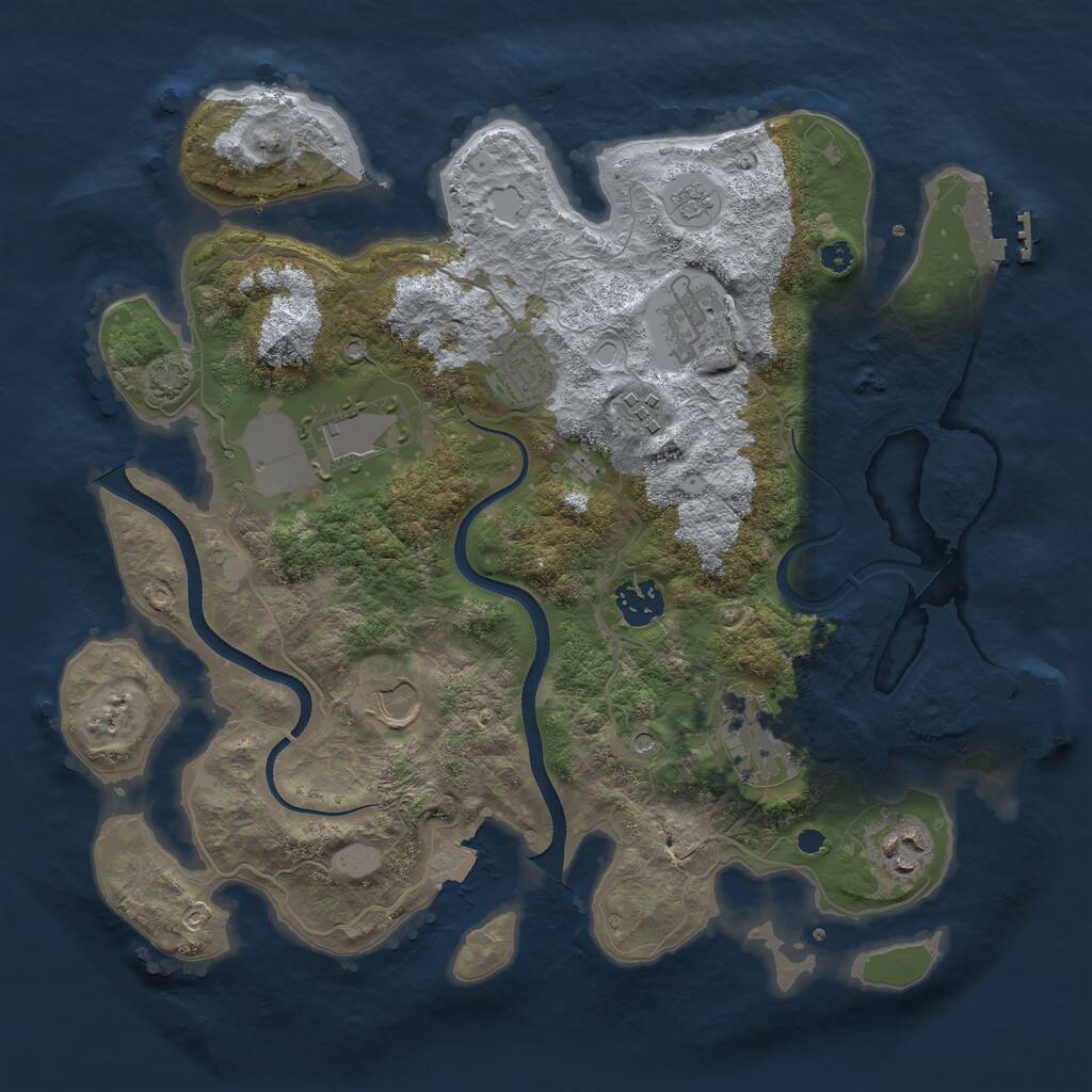 Rust Map: Procedural Map, Size: 3500, Seed: 4310083, 14 Monuments