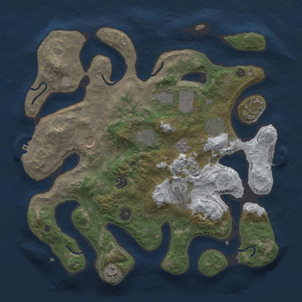Rust Map: Procedural Map, Size: 3700, Seed: 4638780, 17 Monuments
