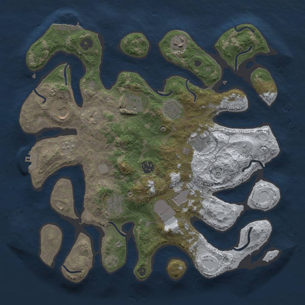 Rust Map: Procedural Map, Size: 3700, Seed: 4119309, 18 Monuments