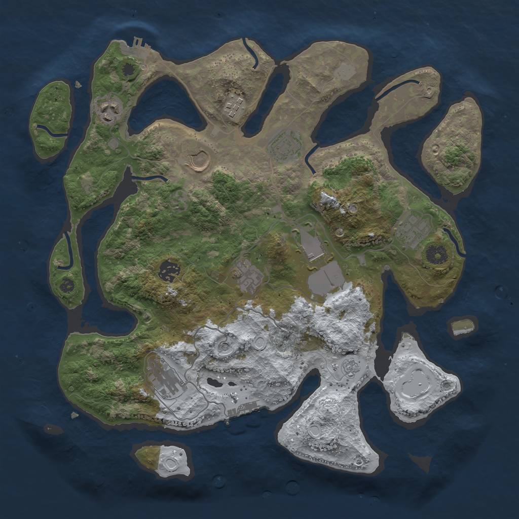 Rust Map: Procedural Map, Size: 3700, Seed: 6369462, 18 Monuments