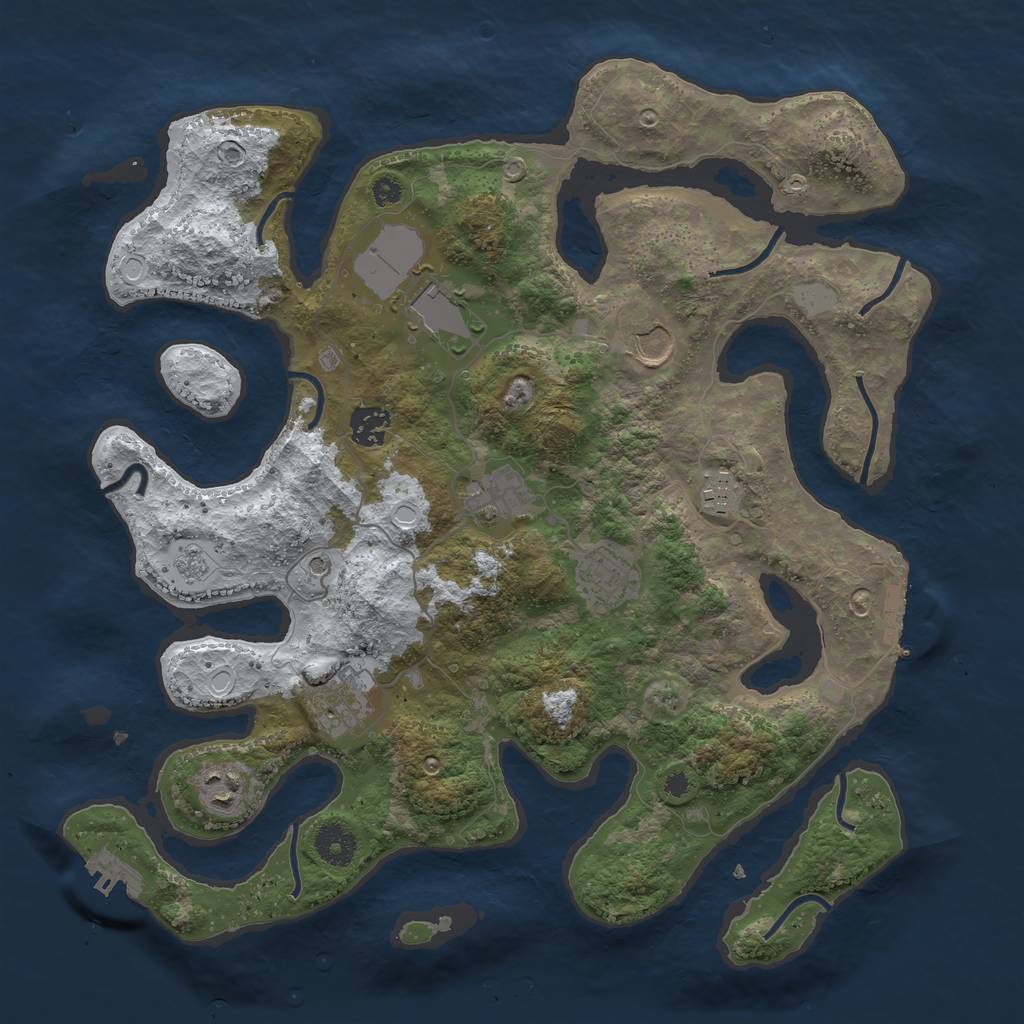 Rust Map: Procedural Map, Size: 3700, Seed: 2359652, 17 Monuments