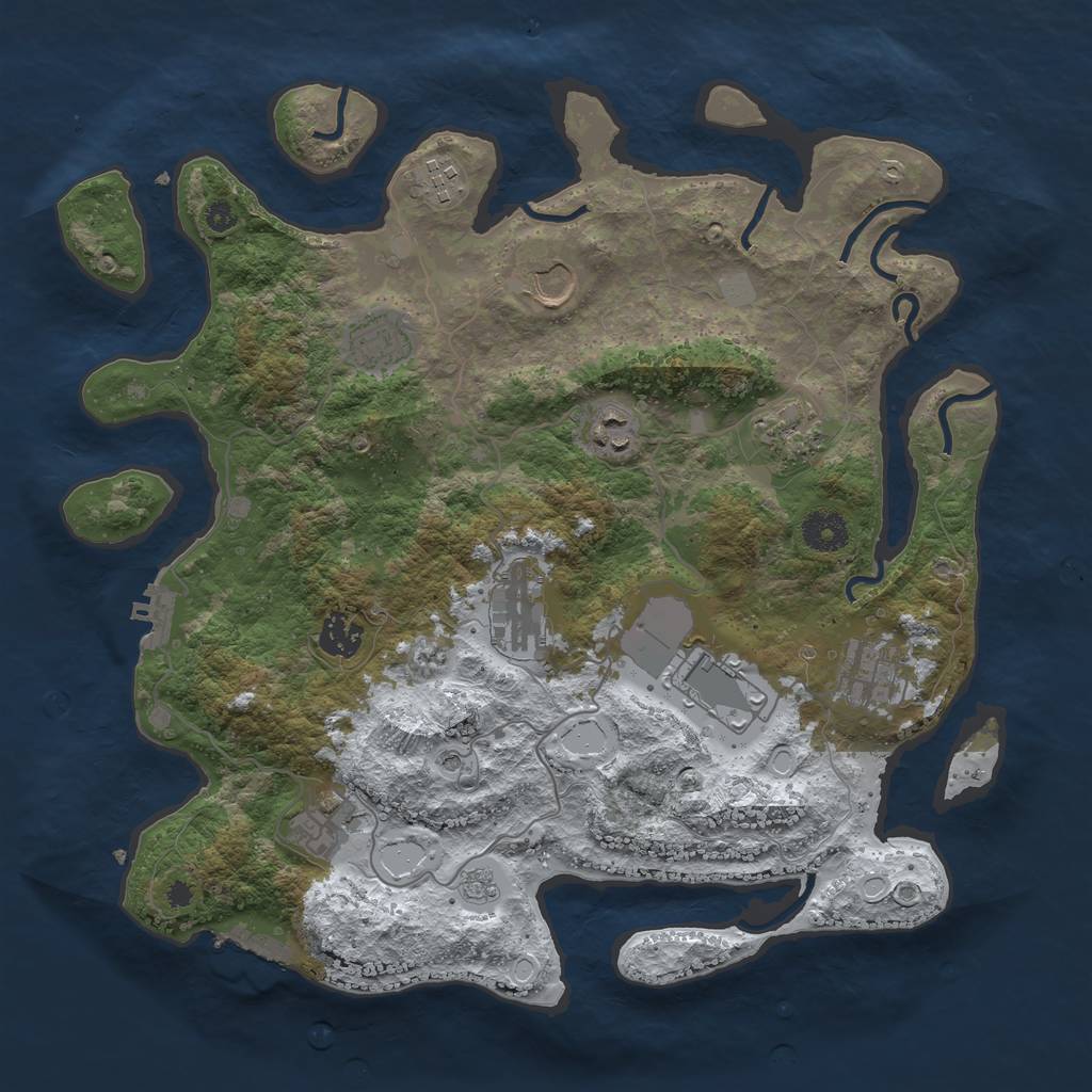 Rust Map: Procedural Map, Size: 3700, Seed: 3252466, 19 Monuments