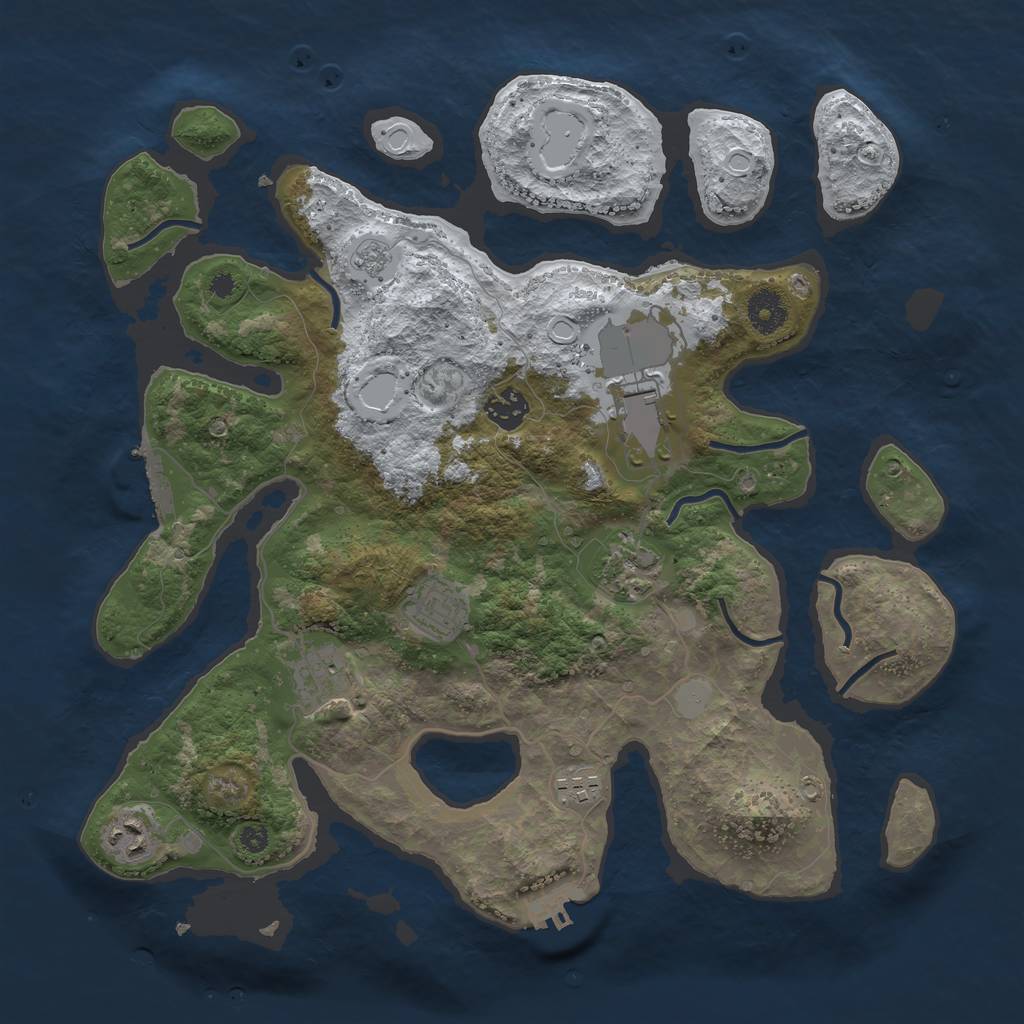 Rust Map: Procedural Map, Size: 3700, Seed: 1636278, 15 Monuments