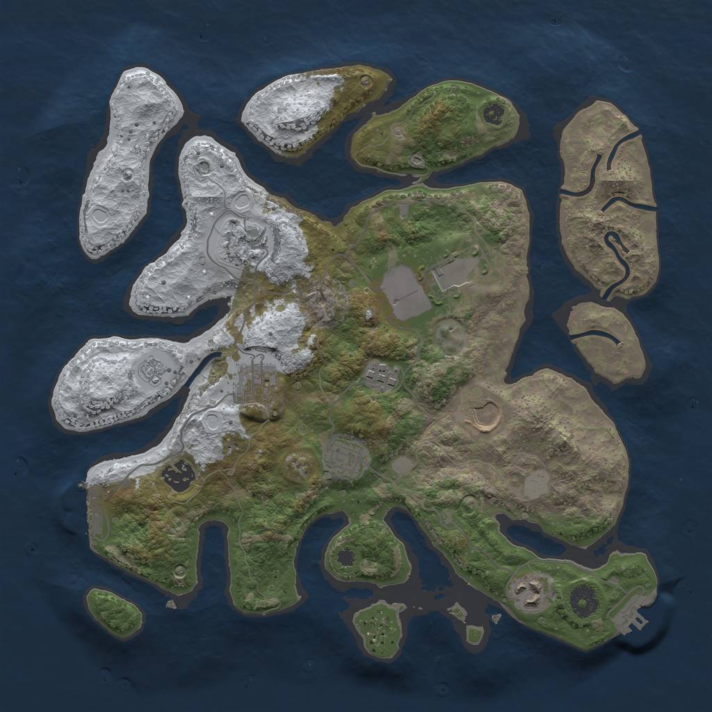 Rust Map: Procedural Map, Size: 3500, Seed: 6286938, 16 Monuments