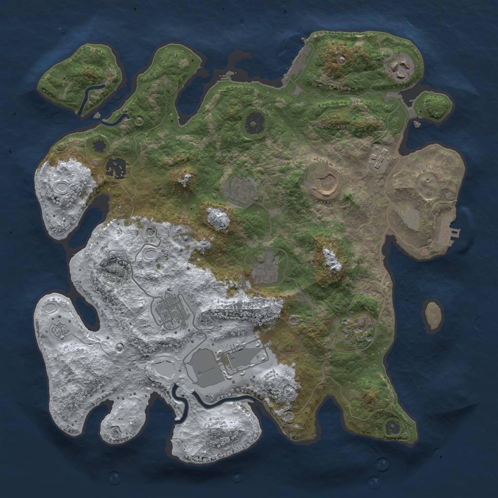 Rust Map: Procedural Map, Size: 3500, Seed: 5634338, 18 Monuments