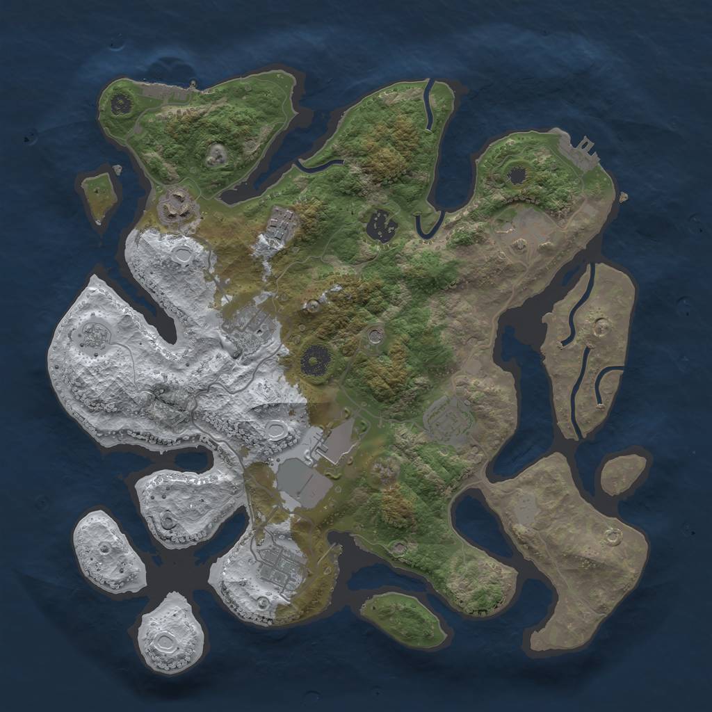 Rust Map: Procedural Map, Size: 3500, Seed: 102406633, 17 Monuments