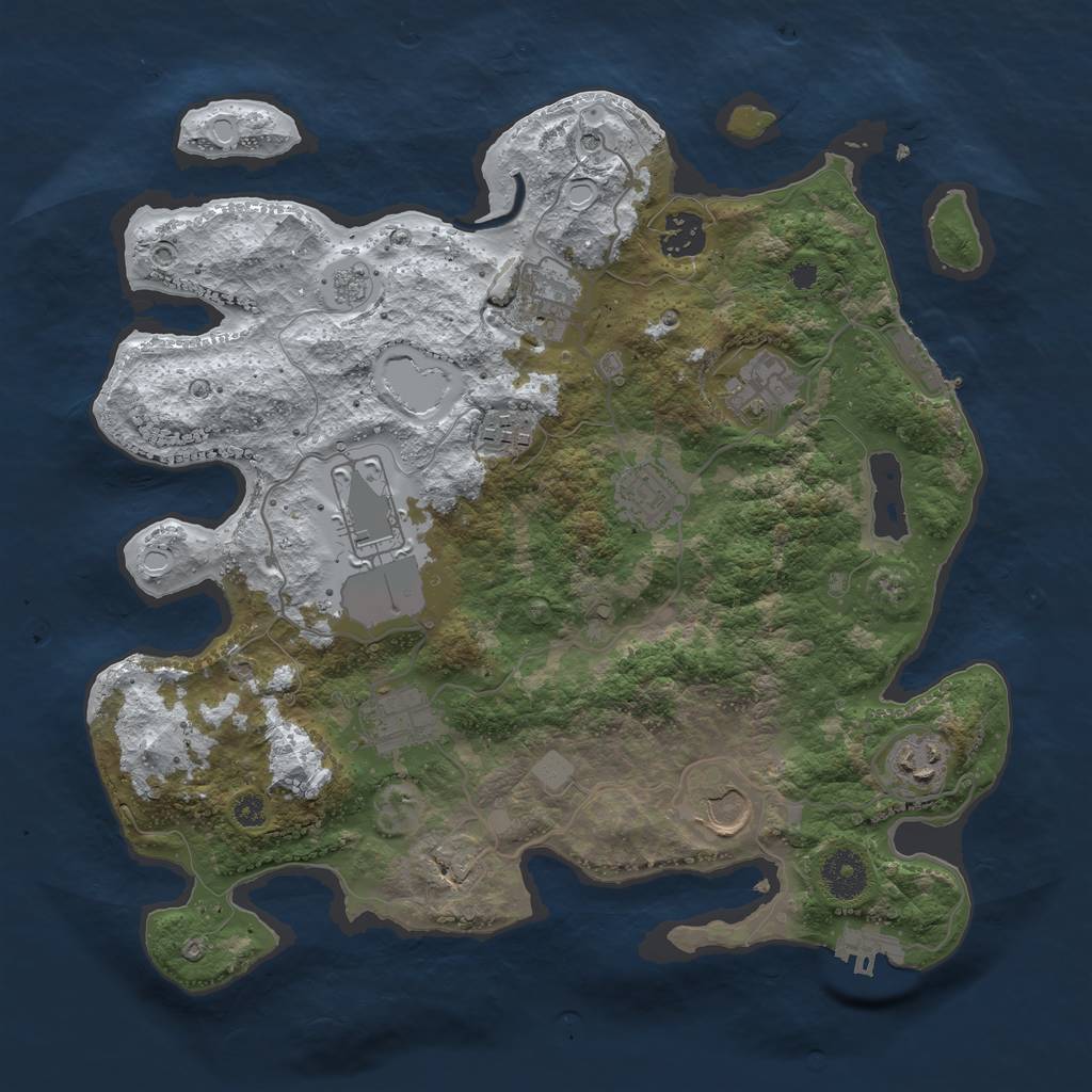Rust Map: Procedural Map, Size: 3500, Seed: 1708571, 18 Monuments