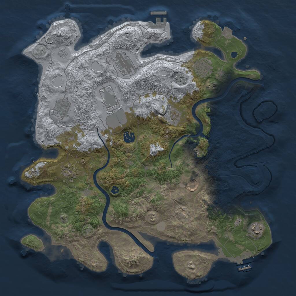 Rust Map: Procedural Map, Size: 3750, Seed: 164616546, 16 Monuments
