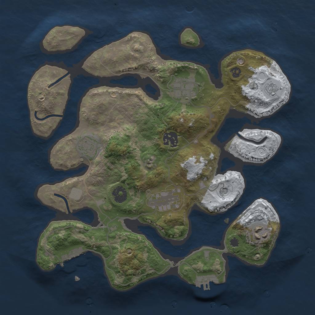 Rust Map: Procedural Map, Size: 3000, Seed: 26423, 14 Monuments