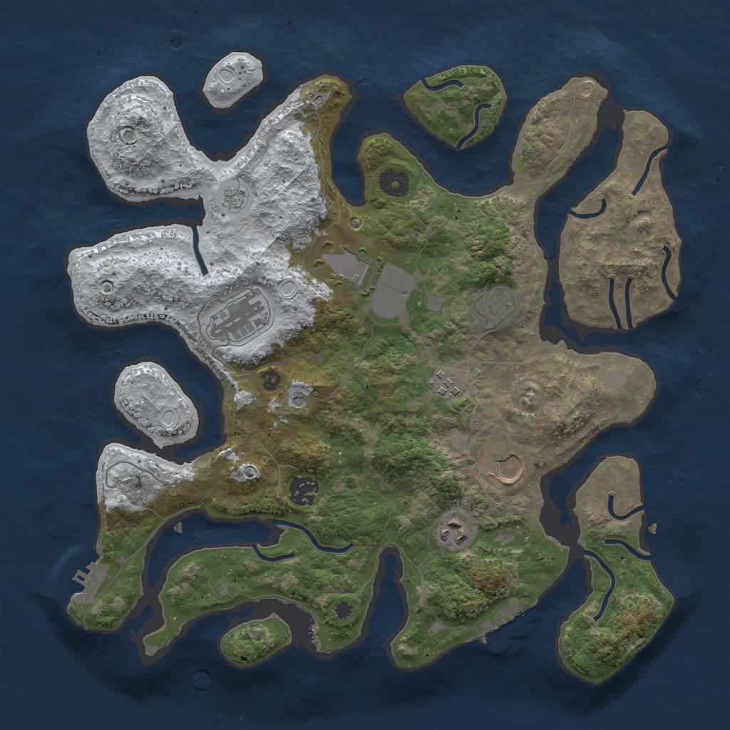 Rust Map: Procedural Map, Size: 3700, Seed: 3764386, 16 Monuments