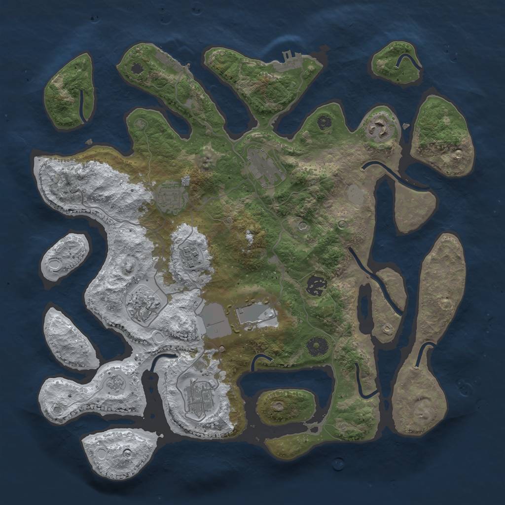 Rust Map: Procedural Map, Size: 3700, Seed: 964677, 17 Monuments