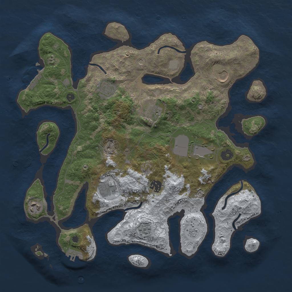 Rust Map: Procedural Map, Size: 3700, Seed: 2841006, 17 Monuments
