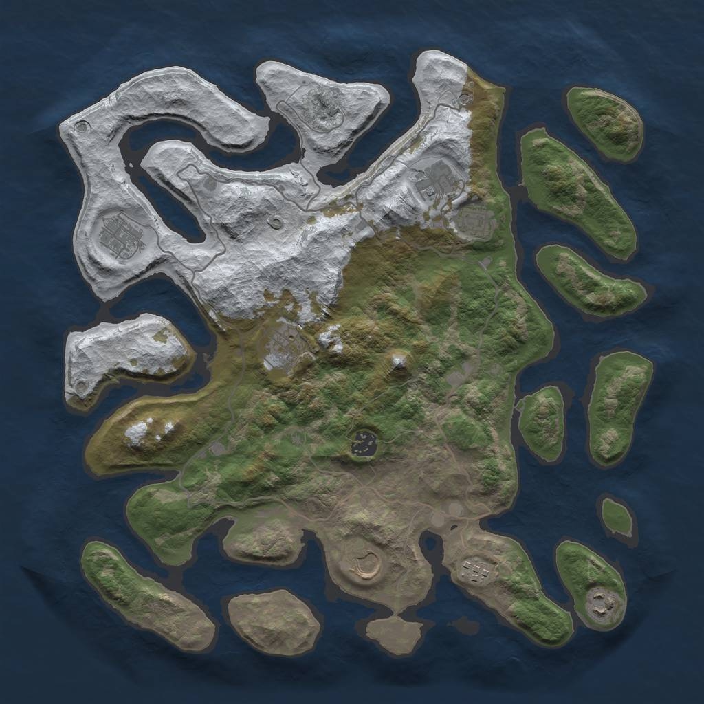 Rust Map: Barren, Size: 4000, Seed: 213198797, 11 Monuments