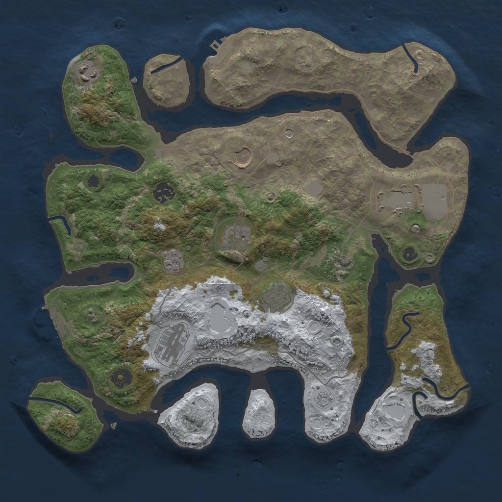 Rust Map: Procedural Map, Size: 3700, Seed: 2160020, 18 Monuments