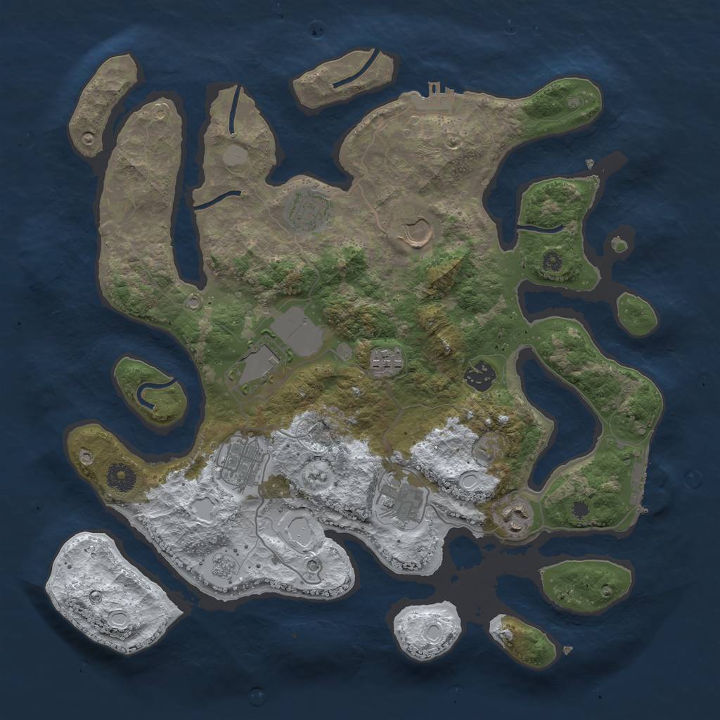Rust Map: Procedural Map, Size: 3700, Seed: 4875325, 17 Monuments