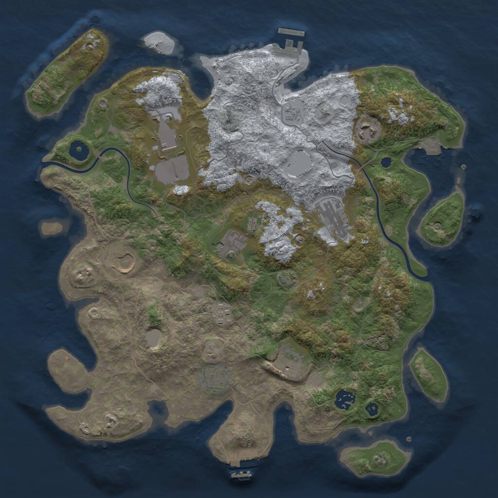 Rust Map: Procedural Map, Size: 3800, Seed: 802343, 15 Monuments